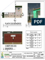 Prancha 03 - Planta Baixa - Cobertura - 3d Dos Banheiros + Tabela de Esquadrias