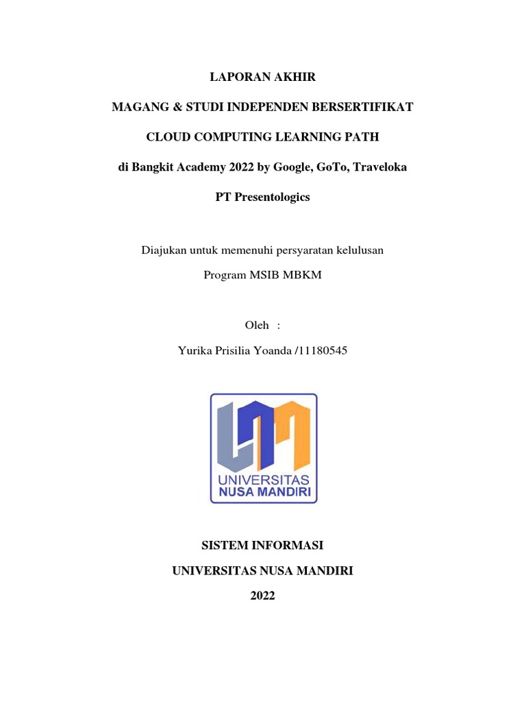 Laporan Magang Cloud Computing 2022 | PDF | Komputer