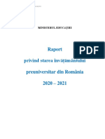 Raport Stare Invatamant Preuniversitar RO 2020 2021