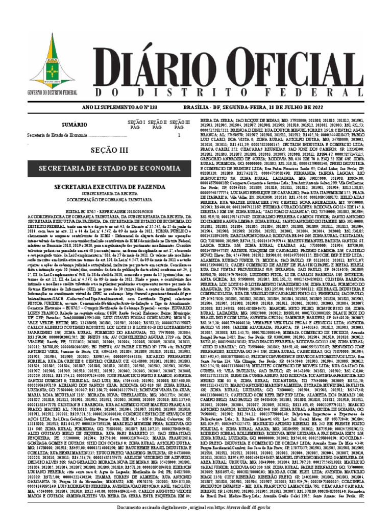 Dodf 133 18-07-2022 Suplemento | PDF