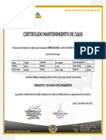 Certificado de Mantenimiento de Caja Proyectos D