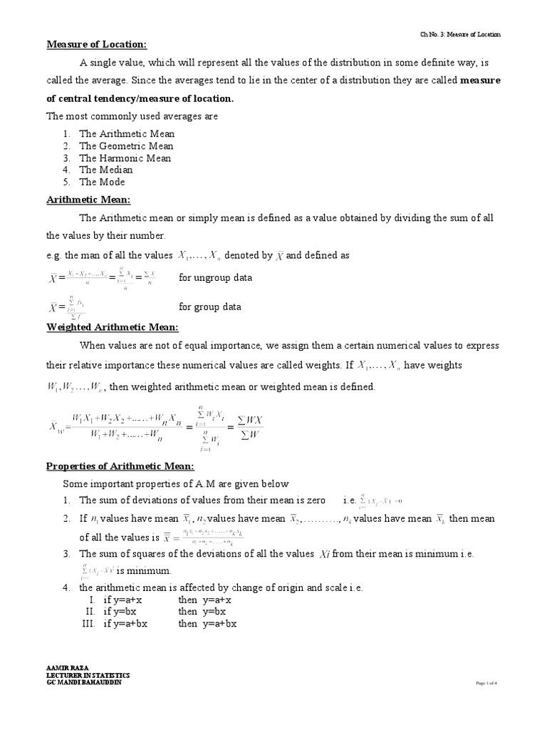 Understanding Measures of Location | PDF | Mean | Arithmetic Mean