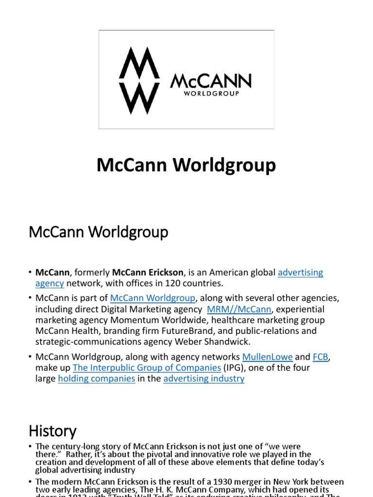 McCann Worldgroup: A Century of Advertising Innovation | PDF | Service ...