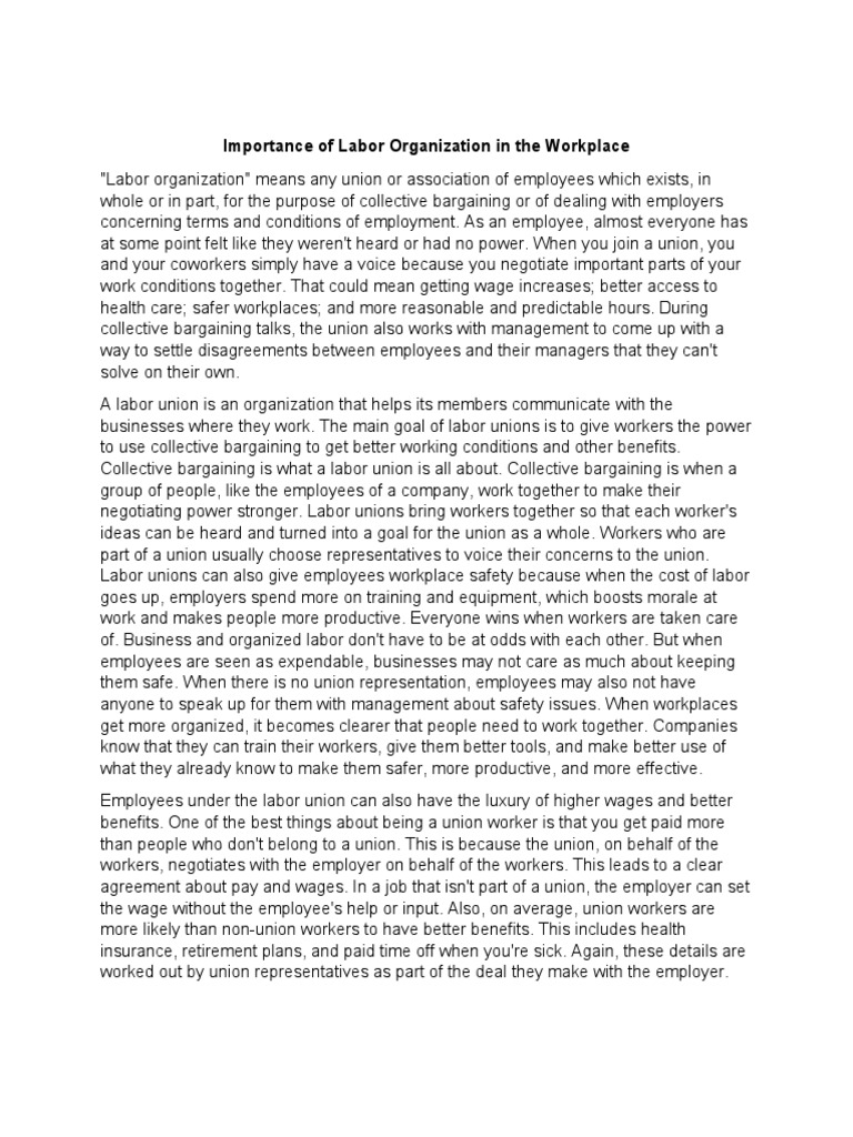 The Power of Collective Bargaining How Labor Unions Give Workers a Voice to Improve Working