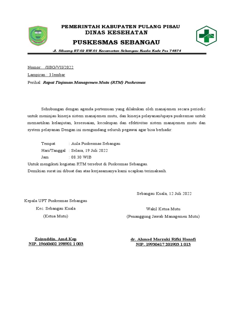 Surat Undangan RTM 2022 | PDF