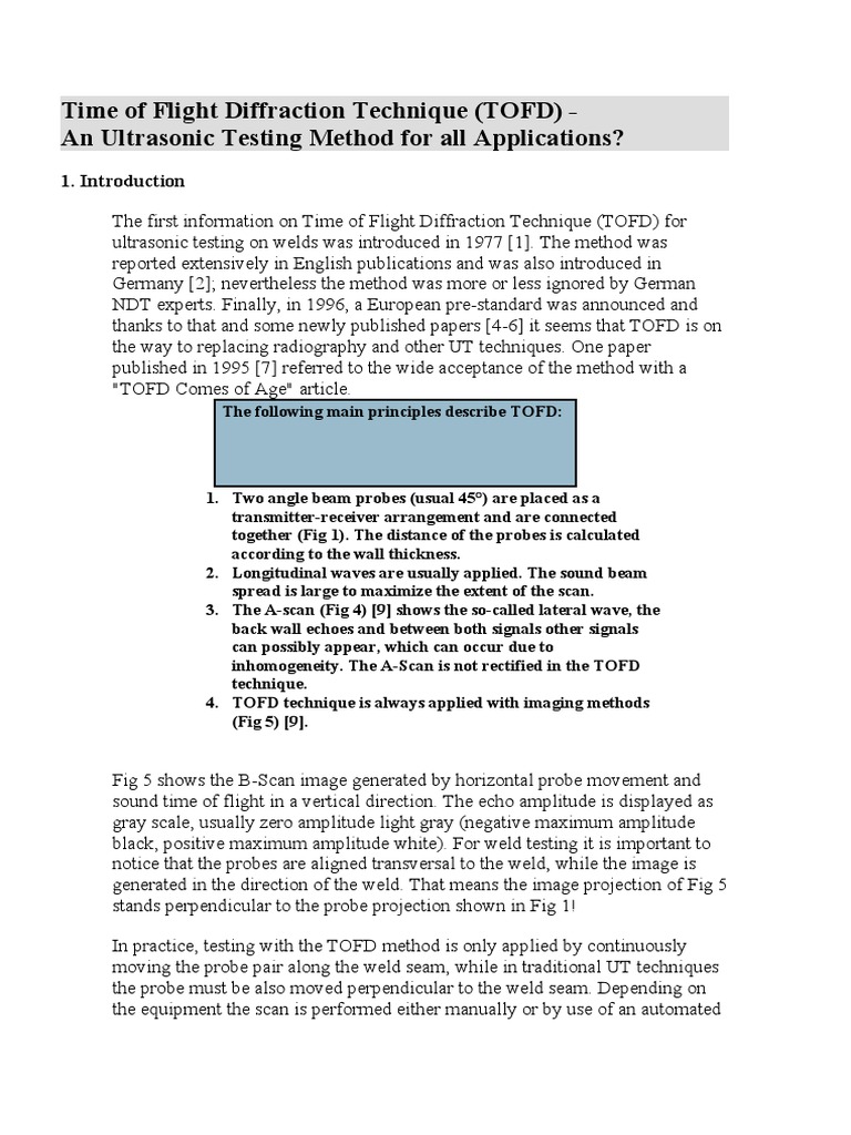 Time of Flight Diffraction Technique | PDF | Nondestructive Testing ...