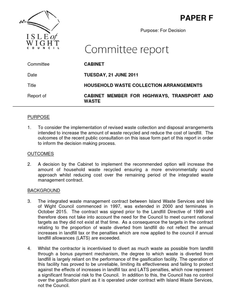 Revised Household Waste Collection Plan | PDF | Recycling | Waste