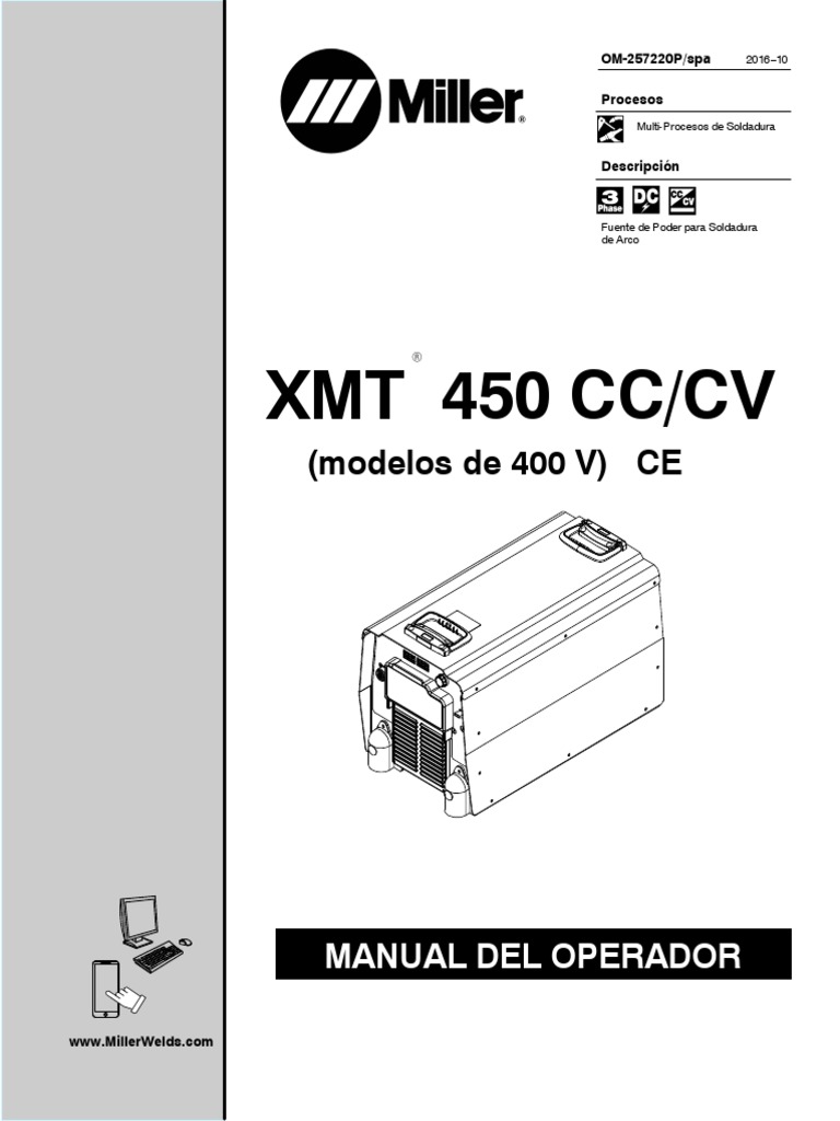 Maquina de Soldar Miller XMT450 PDF Soldadura Construcción