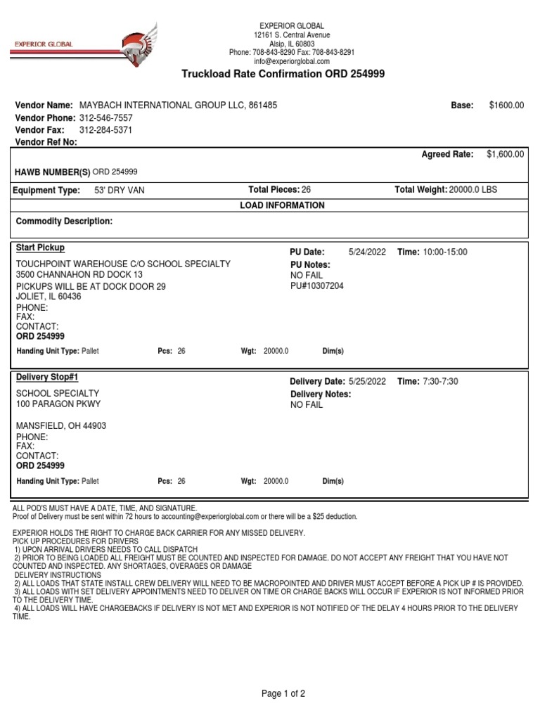 Proof of delivery pdf service industries cargo