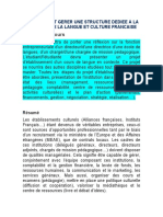 Organiser Et Gerer Une Structure Dediee A La Diffusion de La Langue Et Culture Francaise