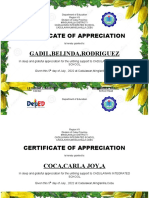 Gadil, Belinda, Rodriguez: Certificate of Appreciation