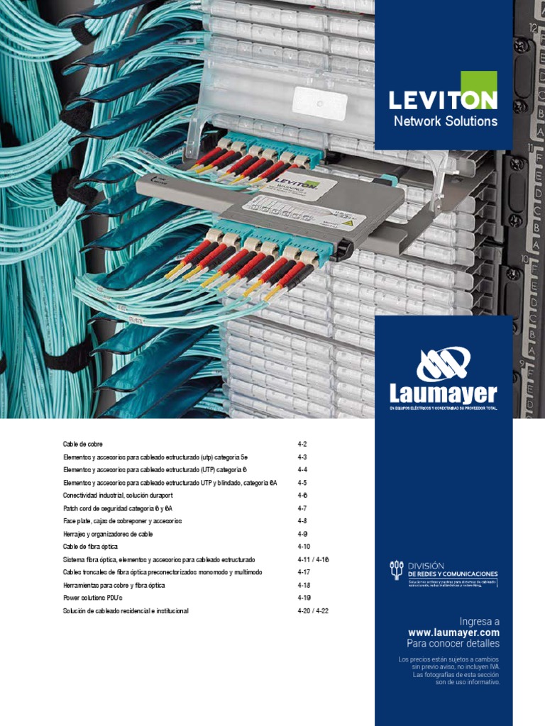 Lista De Precios Leviton Comunicaciones Pesos Pdf Fibra óptica Color