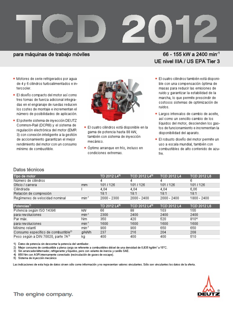 Motor Deutz - TD2012-TCD2012 - Es | PDF | Motores | Inyección de ...