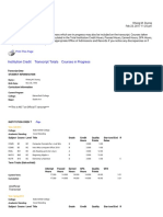 Display Transcript: Institution Credit Transcript Totals Courses in Progress