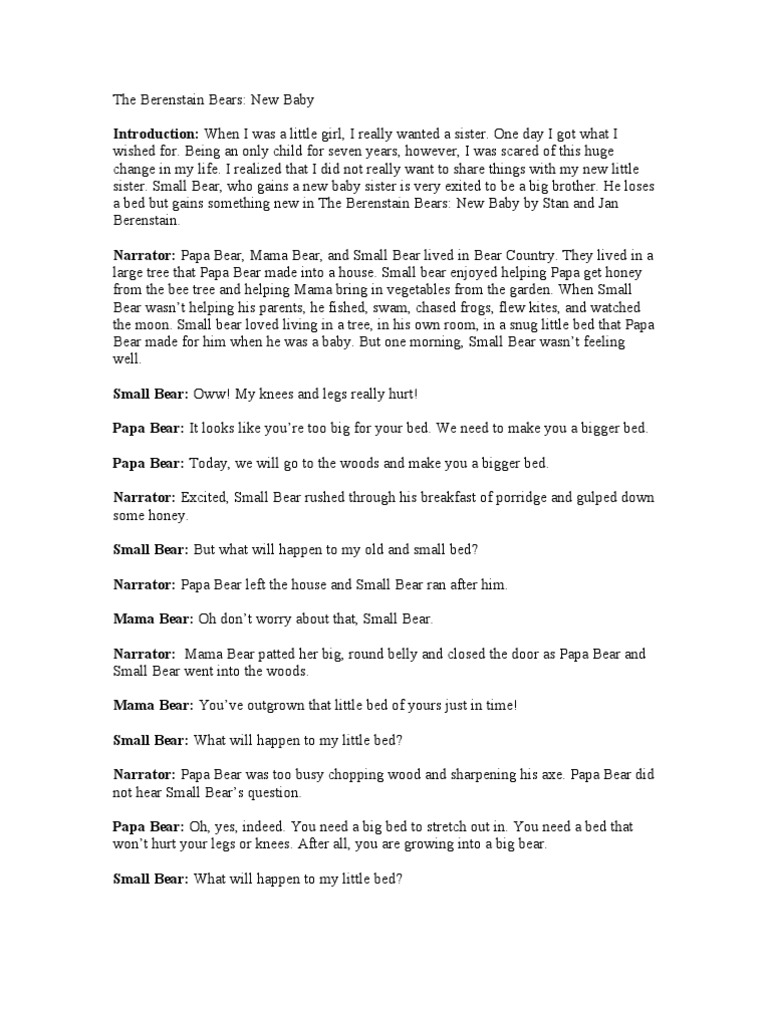 The Berenstain Bears Script | PDF | Berenstain Bears | Leisure