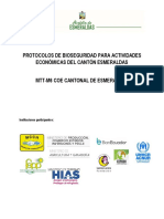 Protocolos de Bioseguridad para Actividades Económicas Del Cantón Esmeraldas