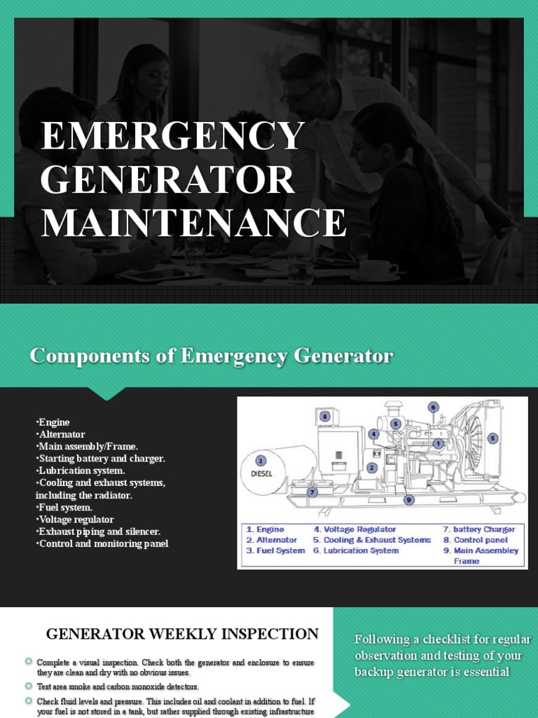 Emergency Generator Maintenance | PDF | Electric Generator | Leak