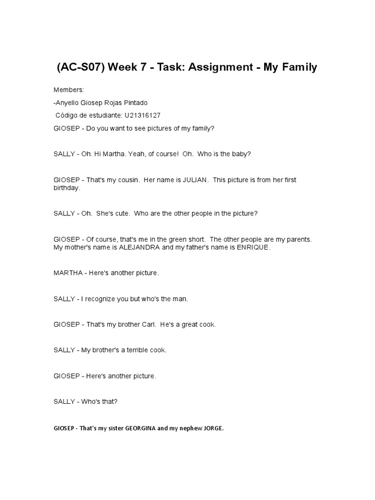 (AC-S07) Week 7 - Task: Assignment - My Family | PDF