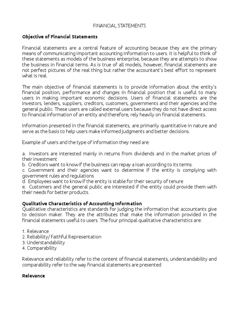 2 Objectives Of Financial Statements