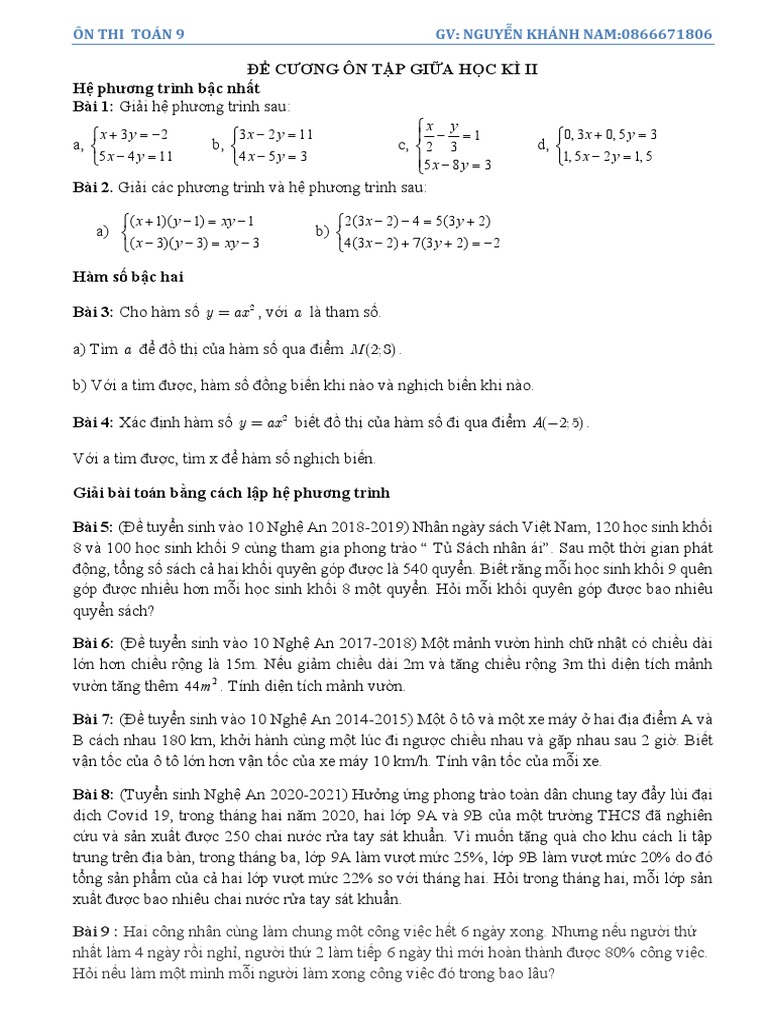 Đề Toán GK 2 | PDF