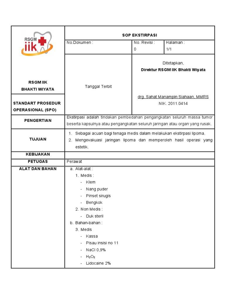 Sop Ekstirpasi | PDF