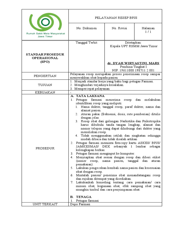 Pelayanan Resep di Apotek RSMM Jawa Timur | PDF