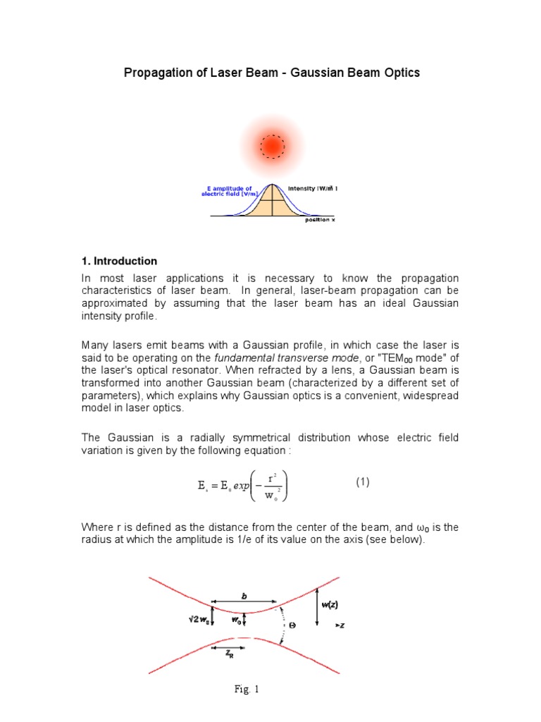 Gaussian Beam Propagation and Analysis | PDF | Optics | Electromagnetic ...