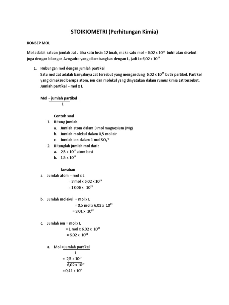Stoikiometri dan Perhitungan Mol Kimia | PDF | Sains & Matematika
