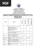 Department of Education: Mathematics 7 Quarter 1 Learning Competencies Analysis On 4Cs of 21St Century Skills