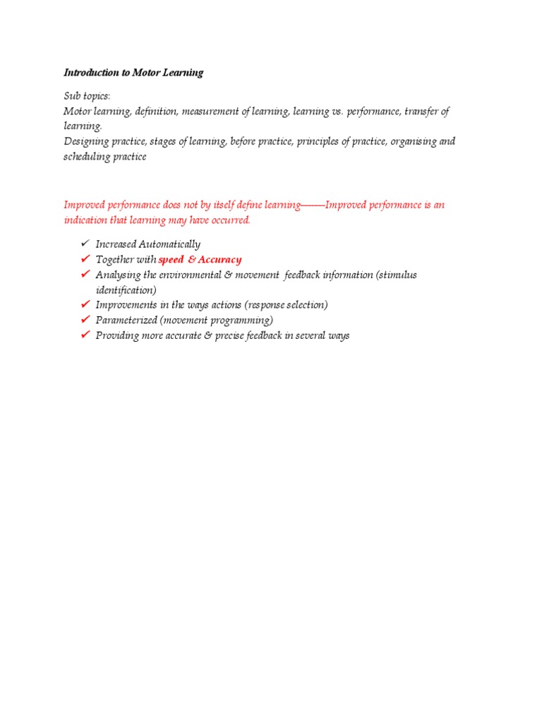 Understanding Motor Learning Principles | PDF