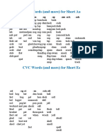 CVC Words (And More) For Short Aa: - Ab - at - Ad - An - Ag - Ap - Am - Ack - Ash