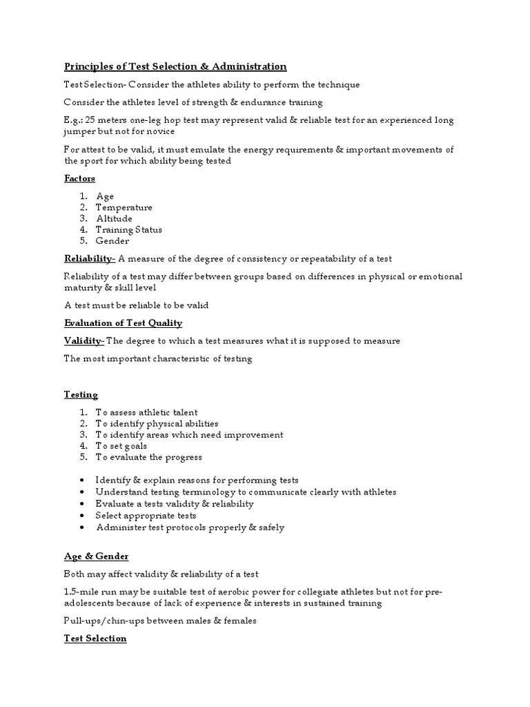 Principles of Test Selection | PDF | Validity (Statistics) | Humidity