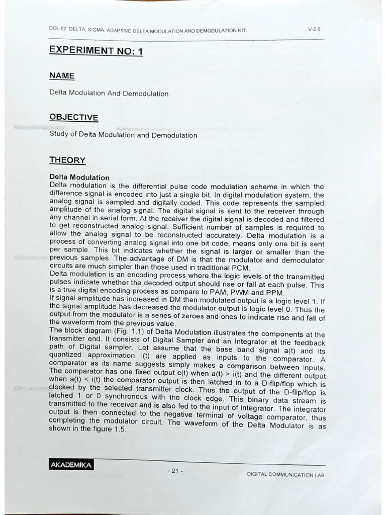 Delta Modulation | PDF