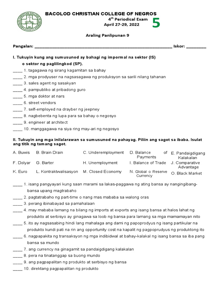 AP 9 4th Periodical Exam | PDF