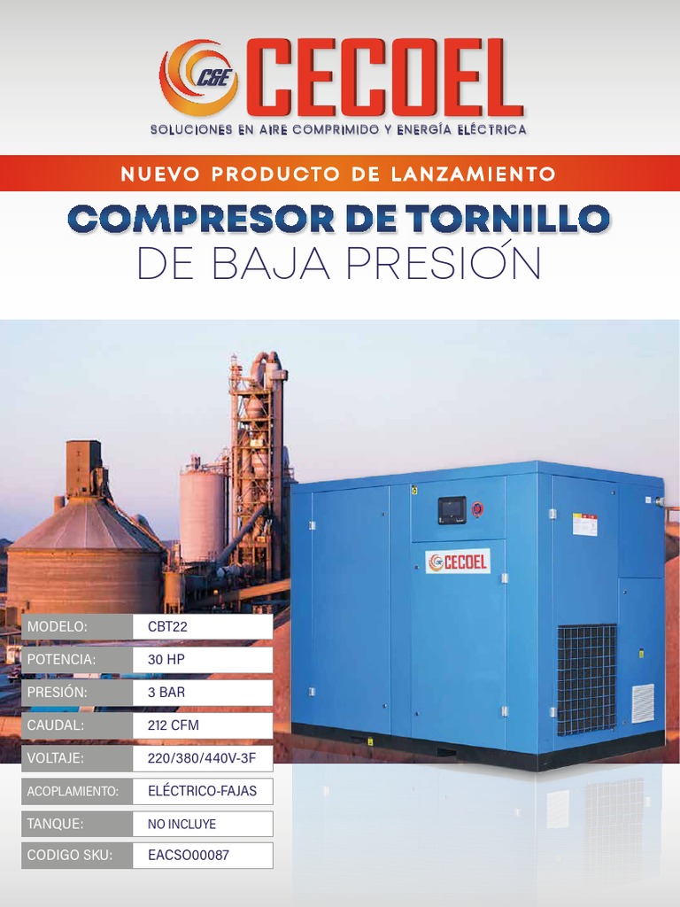 Brochure Cbt22 Compresor de Aire Cecoel | PDF