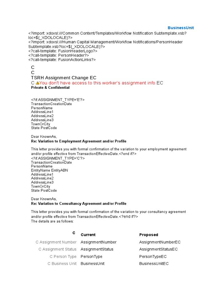 C C TSRH Assignment Change EC C EC: You Don't Have Access To This ...