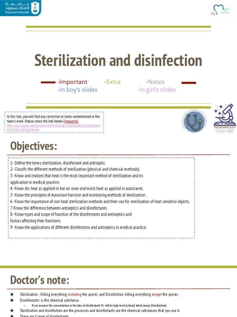 L4 Sterilization and Disinfection PDF Sterilization (Microbiology