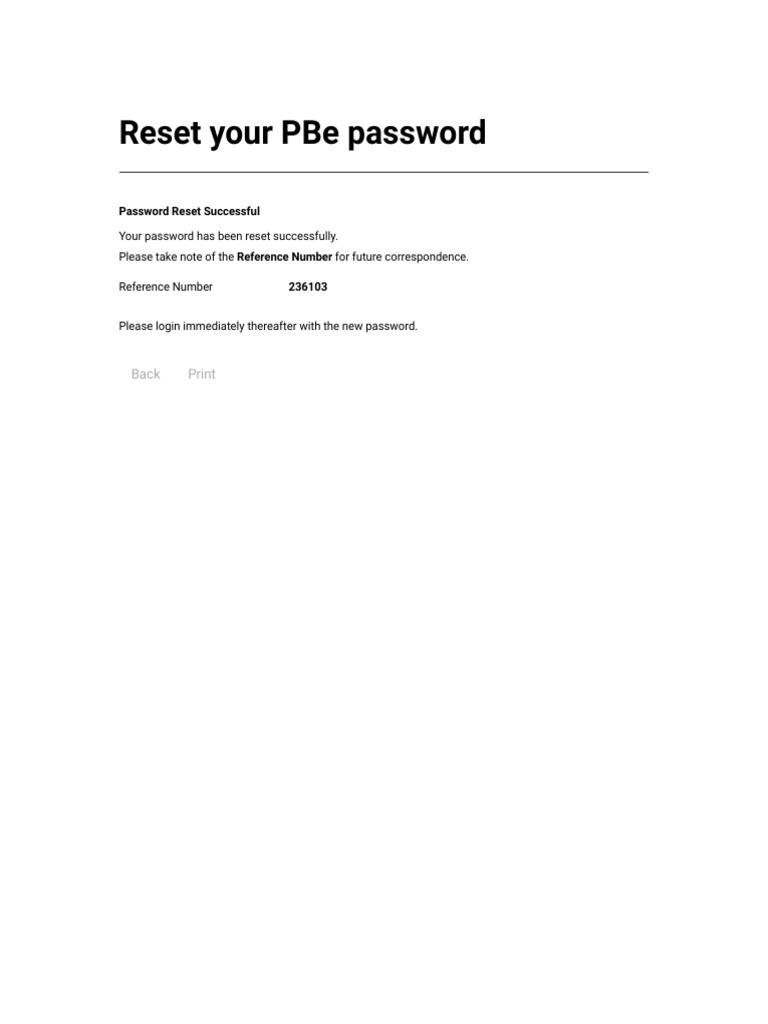 Reset Your PBe Password | PDF