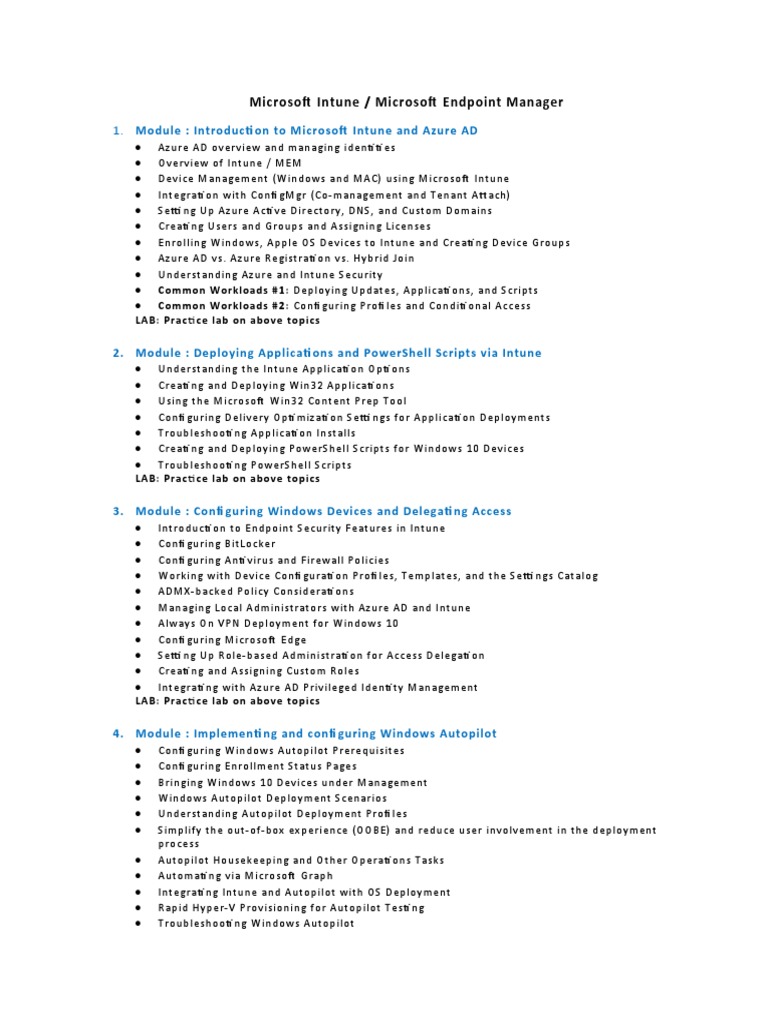 Microsoft Intune Management Guide | PDF | Windows 10 | Microsoft Windows