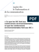 Ce Que Les SIC Font Aux Controverses Environnementales, Ce Que Les Controverses Environnementales Font Aux SIC