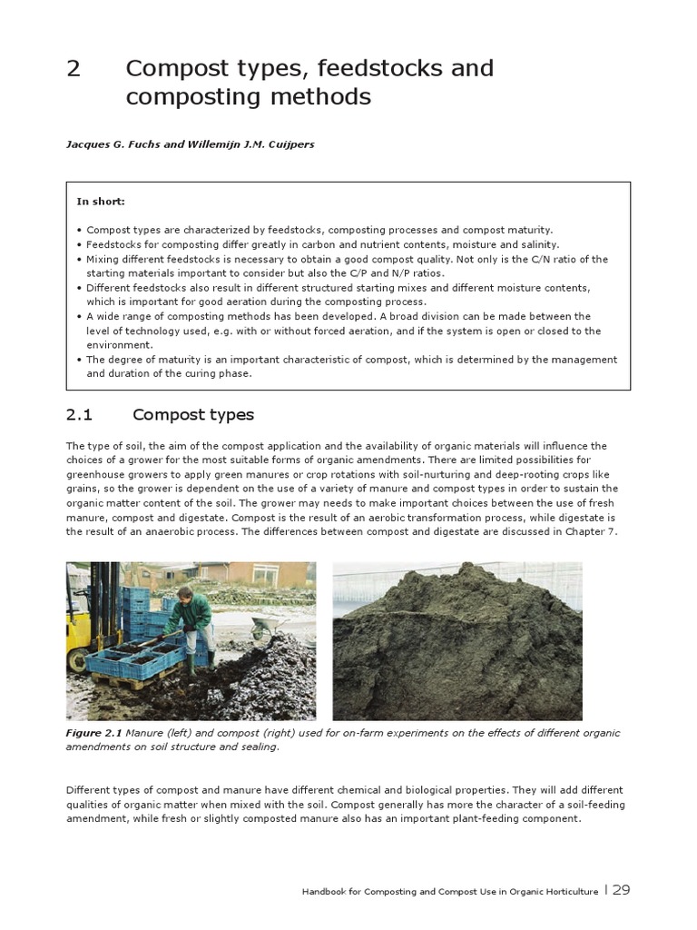Feedstocks, Composting Methods, and Compost Types Understanding the