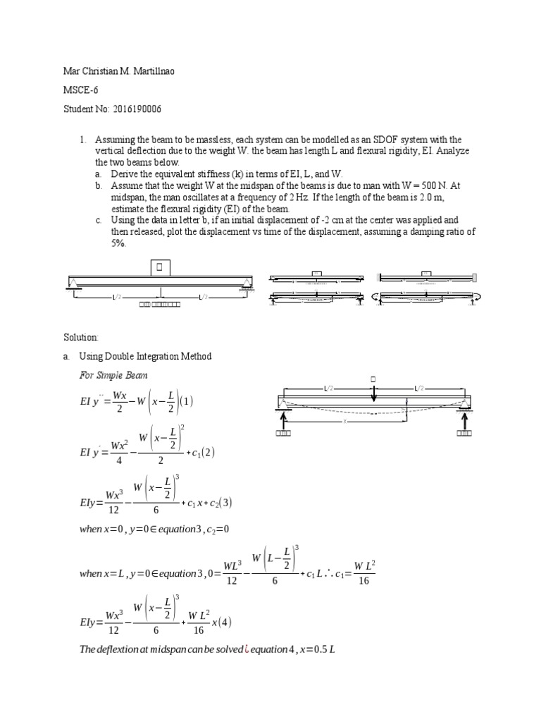 Analysis of Beam Deflection and Structural Frame Vibration with Damping ...