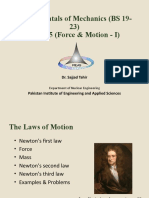 Fundamentals of Mechanics (BS 19-23) Chap-5 (Force & Motion - I)