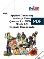 Applied Chemistry Activity Sheet Quarter 4 - MELC 3 Week 7-9 Organic Compounds