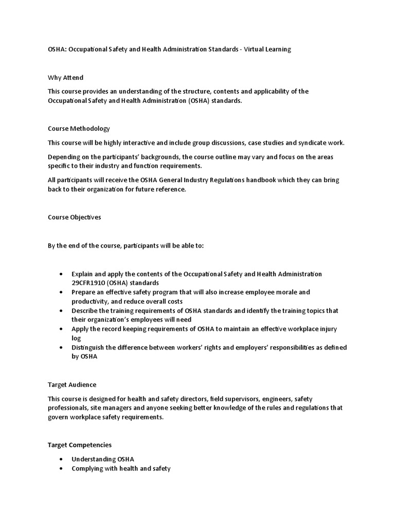 Understanding OSHA Standards Training | PDF | Occupational Safety And ...