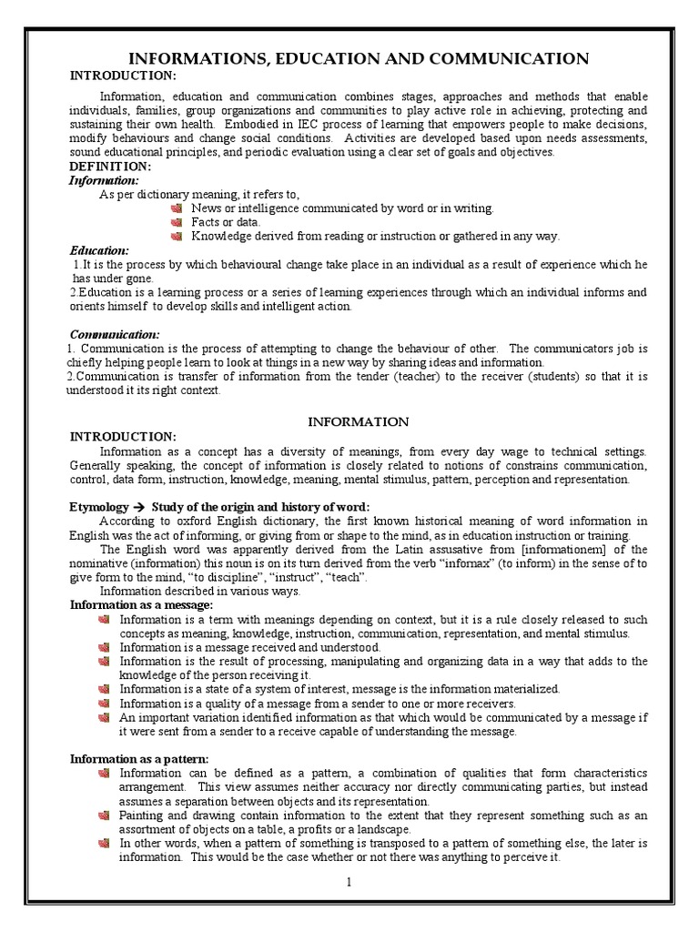 Information Education and Communication | PDF | Information | Communication