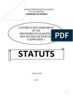 Statuts Structure de Gestion Centre Encadrement Des Jeunes Kis
