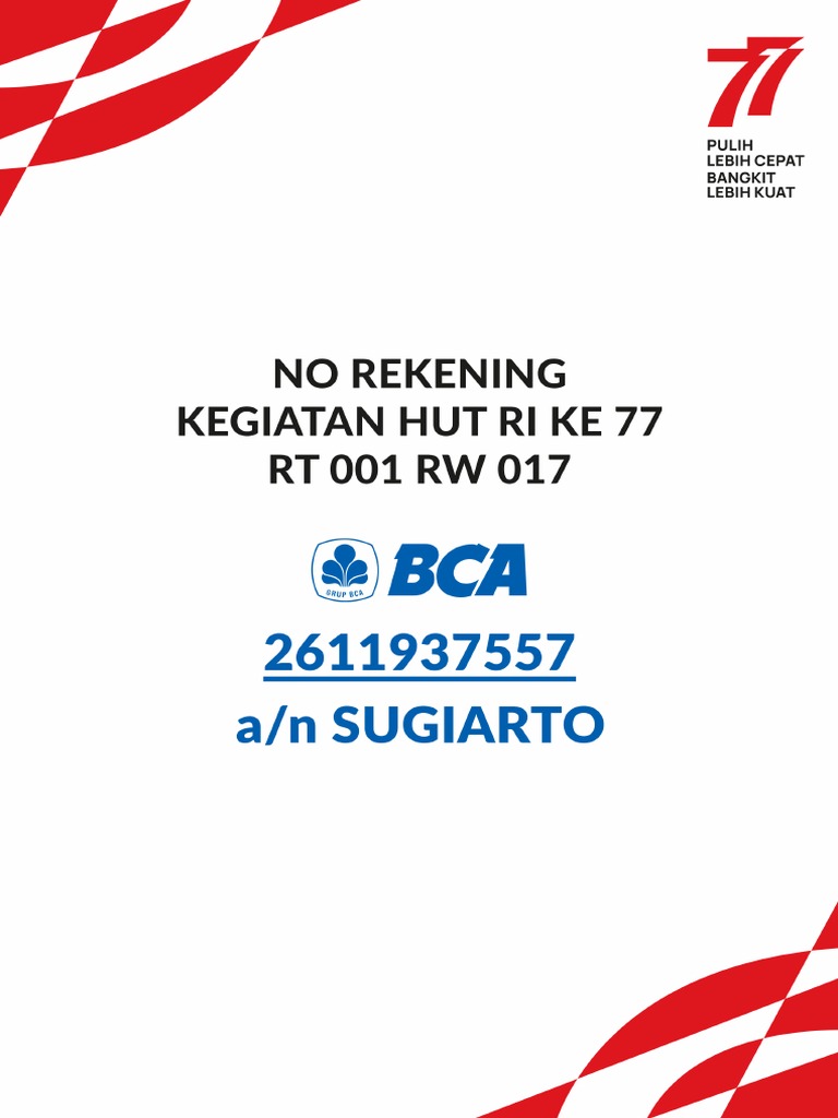 No Rek Proposal 17 Agustus 2022 | PDF