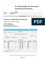 Cadastro de Informações do item para Etiqueta Ricardo Eletro