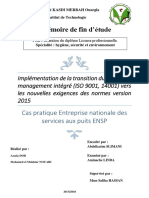 Implémentation de la transition du system de  management intégré (ISO 9001, 14001) vers  les nouvelles exigences des normes version  2015